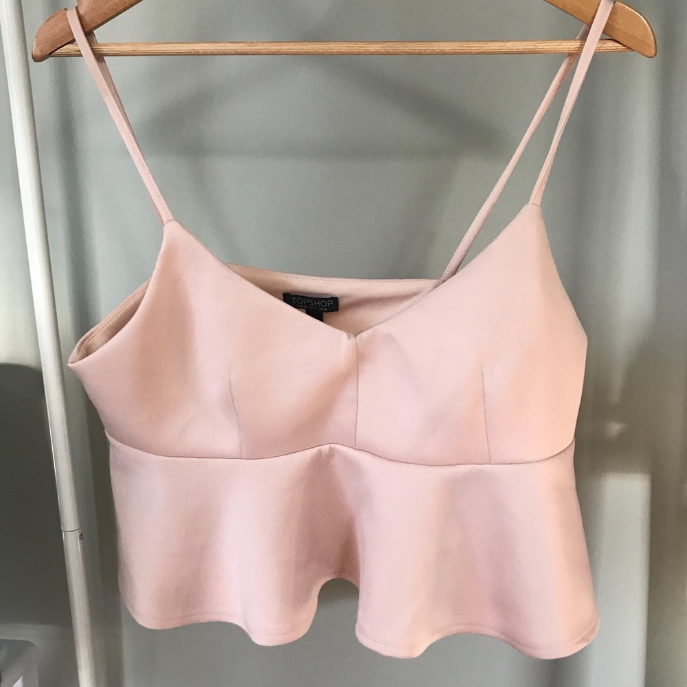 Pink Peplum Topshop Crop Top